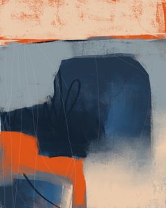 Orange Blaue Abstraktion von MANSI SAXENA