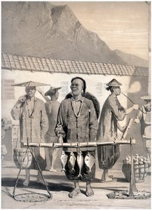 Fischhändler, Victoria Street, Hongkong, China von M and N Hanhart