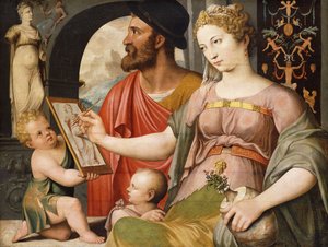 Eine Allegorie der Malerei: Pictura macht eine Zeichnung nach der Antike von Maarten de Vos