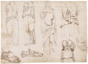Weibliche Figuren und Sandalen, ca. 1498-1574 von Maarten van Heemskerck (circle of)
