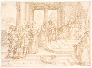 Der heilige Stephanus vor dem Hohepriester von Maarten van Heemskerck