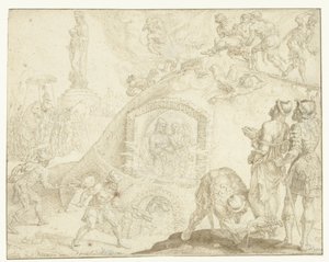 Drei Jünglinge werden in einen feurigen Ofen geworfen (Historie der drei Jünglinge) von Maarten van Heemskerck