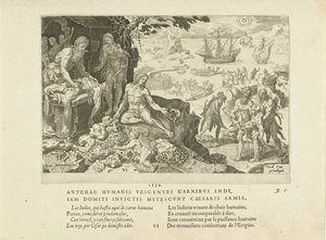 Kaiserliche Truppen bringen Zivilisation zu den Indianern, 1555 von Maarten van Heemskerck