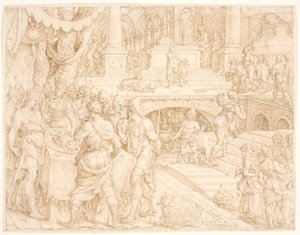 Josias befiehlt dem Volk, das Passahfest gemäß dem Bundesbuch zu halten von Maarten van Heemskerck