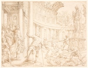 Josias befiehlt, die Steinfiguren von Astarte, Kemosch und Milkom zu zerstören und zu zerschlagen von Maarten van Heemskerck