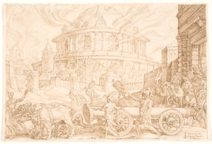 Nebukadnezar und die Chaldäer plündern den Tempel in Jerusalem von Maarten van Heemskerck