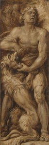 Samson zerreißt den Löwen von Maarten van Heemskerck