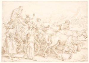 Triumphwagen. Inopia (Mangel) von Maarten van Heemskerck