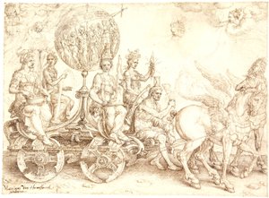 Triumphwagen. Mundus (Die Welt). (Eine Allegorie der vier Elemente)