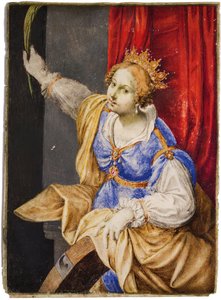 Artemisia Gentileschi als Heilige Katharina von Alexandria, Mitte des 17. Jahrhunderts von Maddalena Corvina