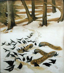 Vögel, die im Schnee fressen von Madeline Wyndham