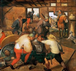 Schlägerei zwischen Soldaten und Bauern von Maerten van Cleve