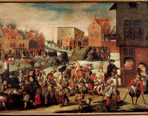 Die Krüppel. Eine Menge armer und kranker Menschen in einer Stadt (in Flandern?)