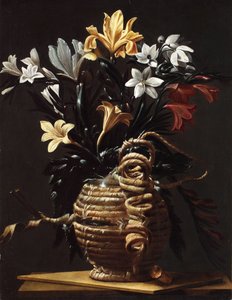 Flasche mit Blumen von Maestro della fiasca di Forlì