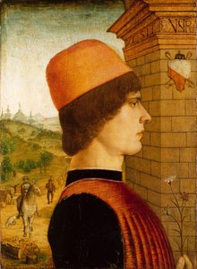 Porträt eines Mannes, möglicherweise Matteo di Sebastiano di Bernardino Gozzadini, 1494 von Maestro delle Storie del Pane
