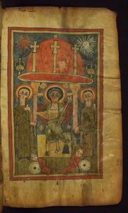 Auferstehung Christi, flankiert von zwei Frauen