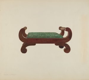 Fußschemel - Mahagoni mit Pferdehaarbezug, um 1939 von Magnus S. Fossum