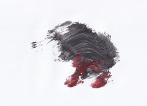 Dynamische grau-rote Pinselstriche