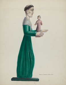 Geschnitzter und bemalter hölzerner Santo (St. Joseph) von Majel G. Claflin