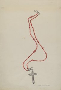Korallenperlen und Kruzifix, ca. 1937