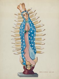 Guadalupe Holz Santo oder Bulto von Majel G. Claflin