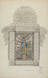 Zinn-Nicho mit Guadalupe-Bulto, c. 1936 von Majel G. Claflin