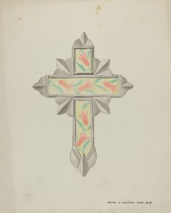 Zinn- und Tapetenkreuz, ca. 1937