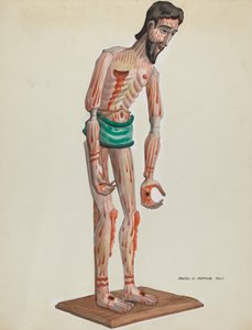 Holz-Christus, bemalte Vorderansicht, ca. 1937 von Majel G. Claflin