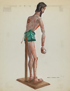 Holz-Christus, bemalte Seitenansicht, ca. 1937