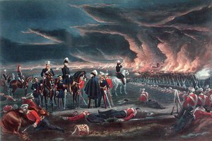 Nachtlager der britischen Armee bei Ferozshah, 21. Dezember 1845, veröffentlicht von Ackermann von Major G.F. (after) White