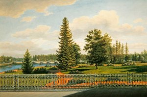 Blick von der Terrasse des Jelagin-Palastes, St. Petersburg