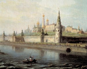 Ansicht des Kremls in Moskau vom Kammeny-Berg aus von Maksim Nikiforovich Vorobiev