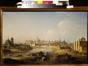 Ansicht des Kremls und des Waisenhauses in Moskau. von Maksim Nikiforovich Vorobiev
