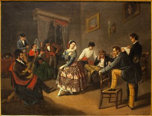 Tänzerin in einem Wohnzimmer. Gemälde von Manuel Cabral Bejarano (1827-1891) von Manuel Cabral y Aguado Bejarano