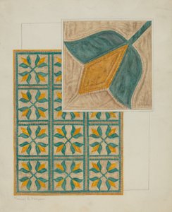 Bettdecke-Applikationsquilt, ca. 1937