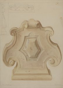 Marmorverzierung vom oberen Teil des Kaminsimses, ca. 1937 von Manuel G. Runyan