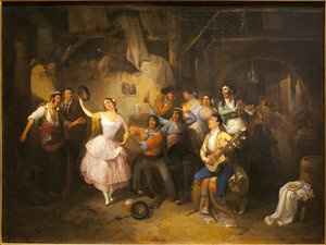 Tänzerin in einer Taverne. Gemälde von Manuel Rodriguez de Guzman (1818-1867)