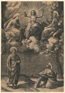 Jesus Christus, die Jungfrau und Johannes der Täufer mit den Heiligen Paulus und Katharina
