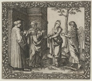 Amadeus Berruti mit Austeritas, Amititia und Amor von Marcantonio Raimondi