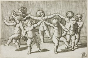 Tanz der Cupidos von Marcantonio Raimondi