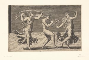 Tanzender Satyr und Mänaden von Marcantonio Raimondi
