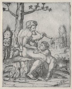 Faun und Kind von Marcantonio Raimondi