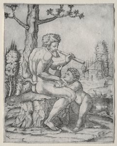 Faun und Kind, ca. 1509 von Marcantonio Raimondi