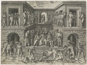 Das Martyrium des heiligen Laurentius von Marcantonio Raimondi