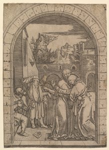Joachim umarmt die heilige Anna unter dem goldenen Tor in Jerusalem, nach Dürer, ca. 1500-1534