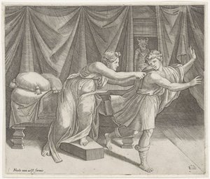 Joseph und die Frau von Potiphar von Marcantonio Raimondi