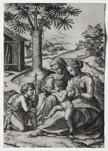 Madonna der Palme von Marcantonio Raimondi
