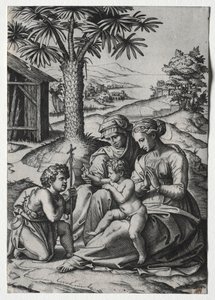 Madonna der Palme von Marcantonio Raimondi
