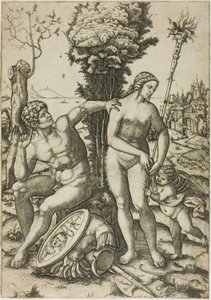 Mars, Venus und Amor von Marcantonio Raimondi