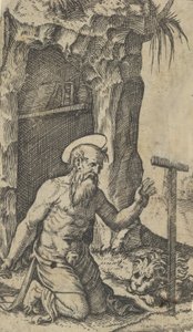 Der heilige Hieronymus kniet vor einem Kruzifix, aus der Serie 